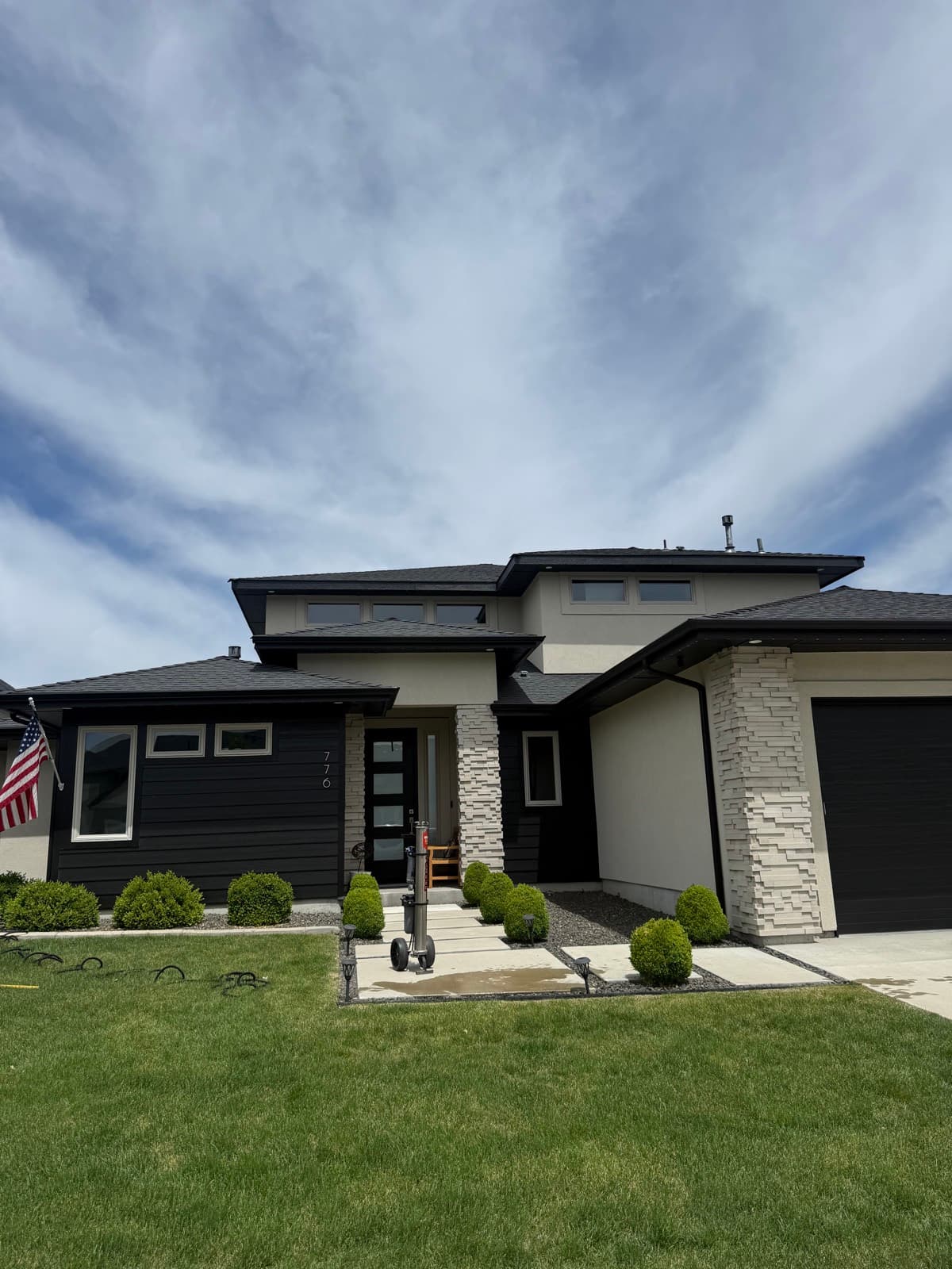 Contemporary dark exterior after a soft wash